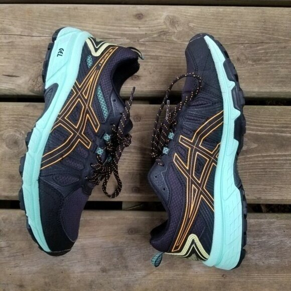Asics Gel-Venture 7 Running Athletic Shoes Sneakers Black Orange Pop Woman's 9 - Picture 6 of 10